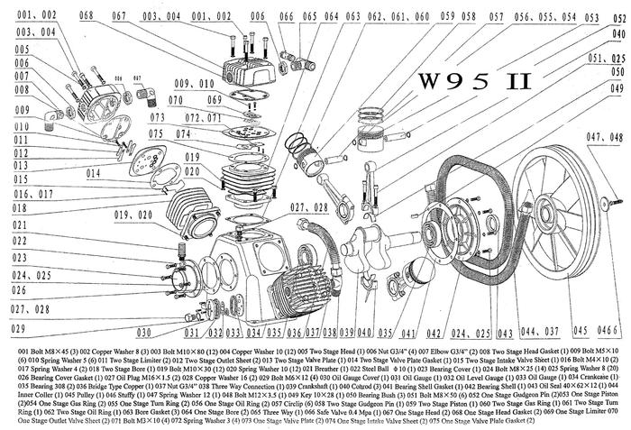 Запчасти компрессора W95 - схема